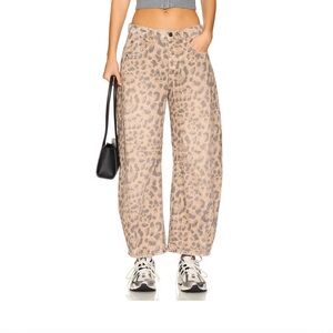 We The Free leopard barrel jeans